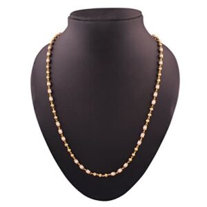 AccessHer Gold Pearl and Ball Chain for Women and Girls