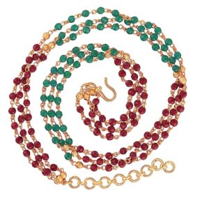 ACCESSHER Delicate Gold, Ruby Jaipuri Mala Necklace for Women