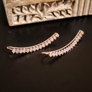 Rose Gold-Plated AD Studded Contemporary Ear Cuff Earrings