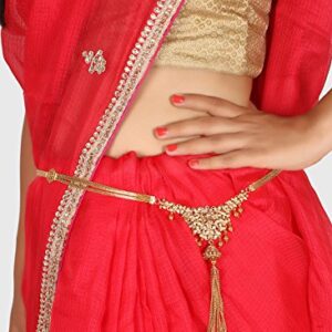AccessHer Antique Traditional Kundan Flower Motif Jhumki Kamarband Waist Belt for Women