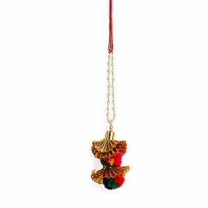 ACCESSHER Traditional Elegant Red Ruby Stones Bhaiyya Bhabhi Rakhi for Beloved Brother Pack of 1 with Roli Kumkum Packets and Happy Rakshabandhan Card