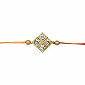 AccessHer Gold Color Brass Rhinestone Rakhi Pack of 2