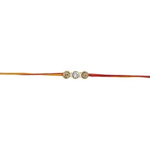 AccessHer Gold Color Brass Rhinestone Rakhi Pack of 3