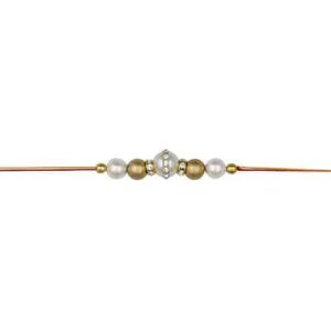 AccessHer Gold Color Pearls Rhinestone Rakhi Pack of 10