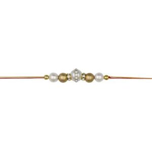 AccessHer Gold Color Pearls Rhinestone Rakhi Pack of 3