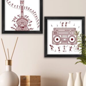Warli Art Music Lover Poster Frames – Set of 2
