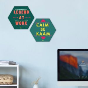 Wall Hanging Legend At Work Quotes Printed Hexagone Set Of 2
