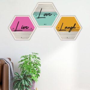 Live, Love & Laugh Hexagon Wall Frames Pack Of 3