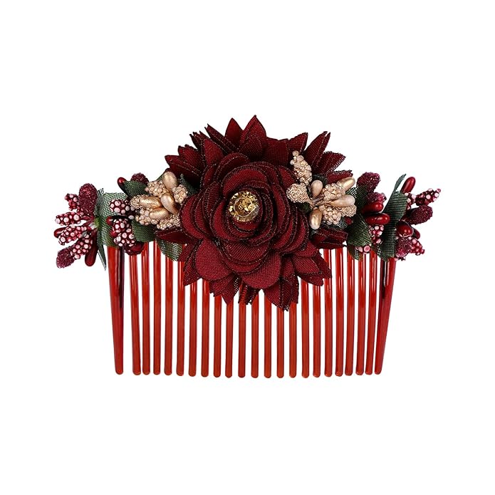 Accessher Multicolor Acrylic Comb Hair Clips - Indo Western Jooda & Side Pin Set (Pack of 3) - Image 3