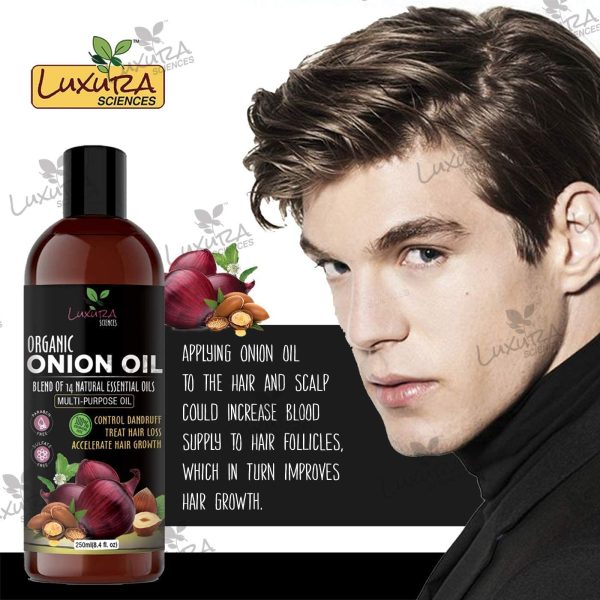Luxura Sciences 250 ML Onion Hair Oil with 14 Essential Oils, Multi-Purpose Hair Oil/Serum with Argan, Bhringraj, Hibiscus, Sesame,Amla,Sweet Almond, Olive - Image 5