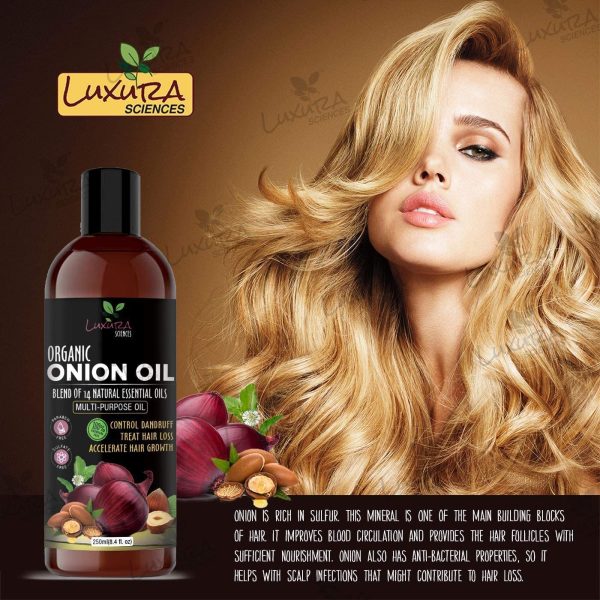 Luxura Sciences 250 ML Onion Hair Oil with 14 Essential Oils, Multi-Purpose Hair Oil/Serum with Argan, Bhringraj, Hibiscus, Sesame,Amla,Sweet Almond, Olive - Image 4