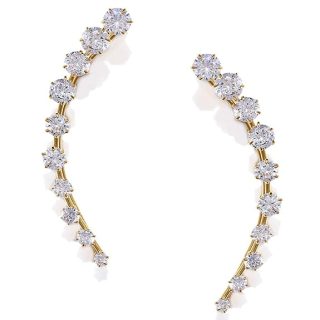 Accessher Gold Plated Contemporary American Diamond Embellished Delicate Light Weighted Ear Cuffs with Clip on Closure for Women and Girls (Pack of 1)