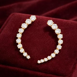 Accessher Gold Plated Contemporary American Diamond Embellished Delicate Light Weighted Ear Cuffs with Clip on Closure for Women and Girls (Pack of 1)
