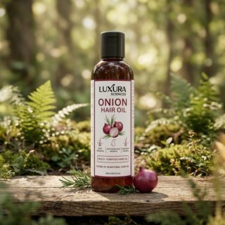 Luxura Sciences 250 ML Onion Hair Oil with 14 Essential Oils, Multi-Purpose Hair Oil/Serum with Argan, Bhringraj, Hibiscus, Sesame,Amla,Sweet Almond, Olive