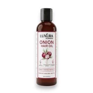 Luxura Sciences 250 ML Onion Hair Oil with 14 Essential Oils, Multi-Purpose Hair Oil/Serum with Argan, Bhringraj, Hibiscus, Sesame,Amla,Sweet Almond, Olive