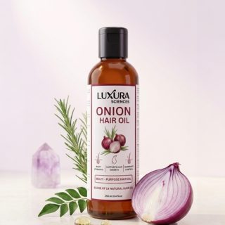 Luxura Sciences Onion Hair Oil with 14 Essential Oils, Argan, Bhringraj, Hibiscus & Amla - Multi-Purpose Hair Oil Serum (250 ML)