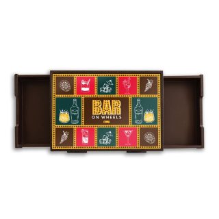 Indigifts Wooden Bar Trolly for Home Bar On Wheels Quotes Printed Bar Trolley - Wooden Bar Trolley| Bar Table Trolley| Bar Tray for Gifts| Serving Bar Tray for Decorations| Gifts Set for Friends