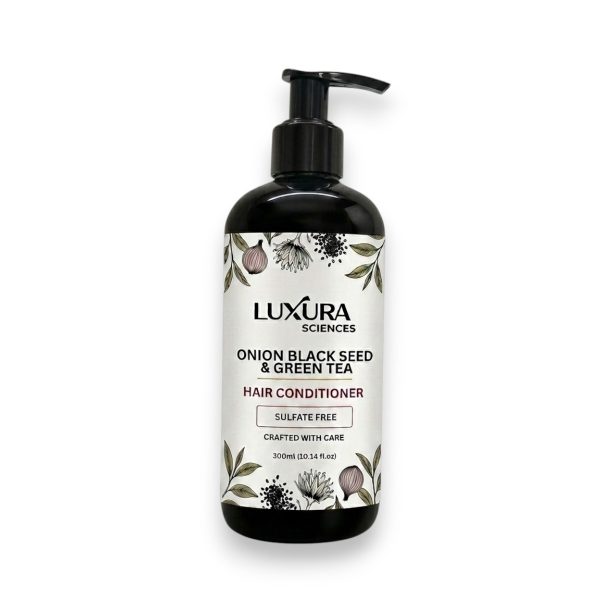Luxura Sciences Onion Blackseed and Green Tea Conditioner 300 ml SLS Sulfate Free Organic - Best Hair Conditioner for Damaged, Dry, Curly or Frizzy Hair-Thickening for Fine/Thin Hair, Safe for Color and Keratin Treated Hair Luxura Sciences Sulfate-Free Onion Conditioner for Nourished, Smooth & Strong Hair (250 ML)