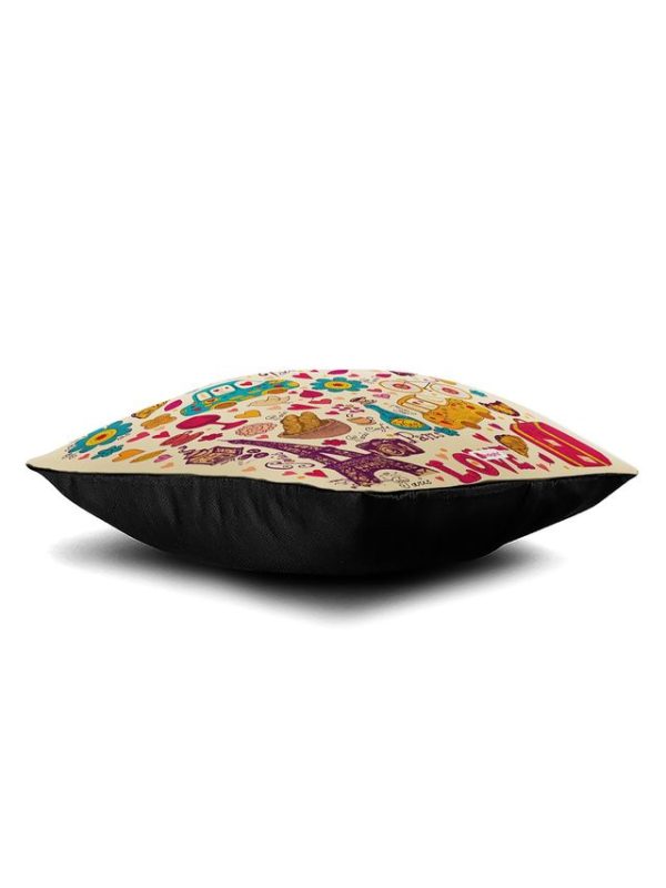 Indigifts Printed Cushion Cover with Filler | Paris Theme Print | Polysatin | 12x12 Inches | Comfortable Multicolor Cushions Soft Decorative Pillows | Unique Quirky Gifts | Valentine Gifts - Image 4