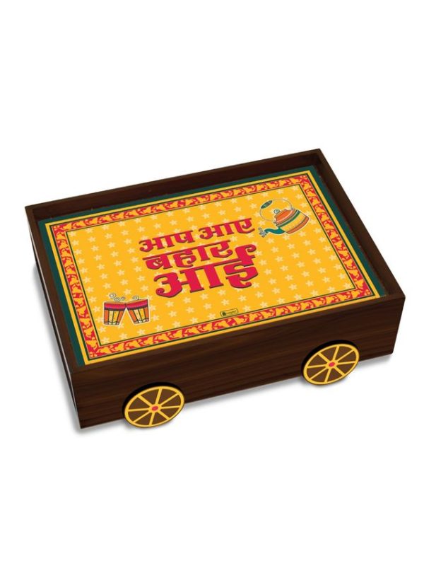 Indigifts Wooden Serving Tray for Dining Table| Thela Tray for Breakfast| Tea Serving Tray| Table Décor Items| Serving Platters| Decorative Tray| Multipurpose Tray| Platter for Home and Kitchen - Image 3