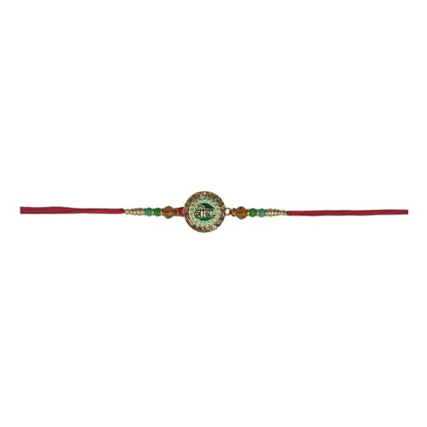 ACCESSHER Unisex Green Meenakari Work Quirky VEERA Text Rakhi for Beloved Brother & Gifting with Roli Kumkum Packets & Happy Rakshabandhan Card (Green) - Image 7