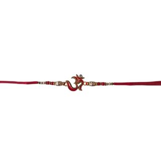 ACCESSHER Mens Traditional Meenakari Embedded Delicate Om/Aum Rakhi for Beloved Brother & Gifting with Roli Kumkum Packets & Happy Rakshabandhan Card