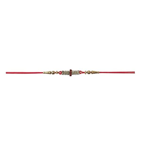 ACCESSHER Mens Traditional Rhinestones Studded Delicate Rakhi Pack Of 6 For Beloved Brother & Gifting With Roli Kumkum Packets & Happy Rakshabandhan Card