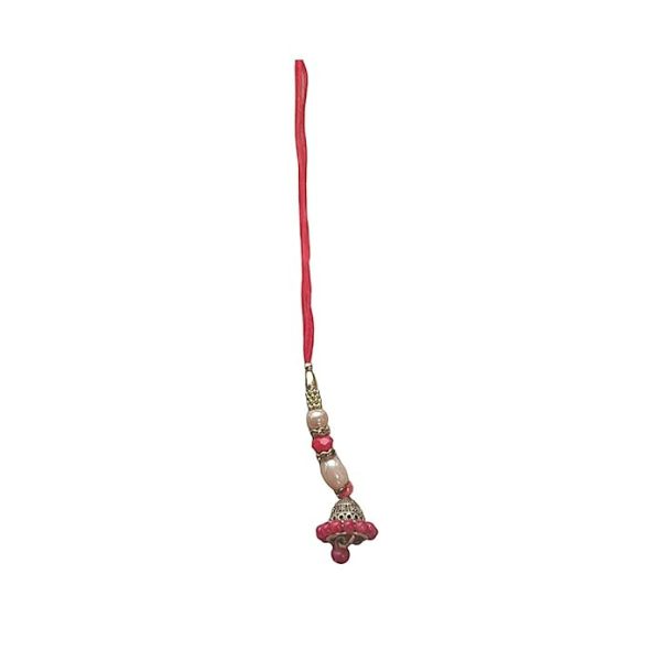 ACCESSHER Unisex Traditional Lumba Rakhi with Delicate Jhumka for Beloved Bhabhi/Gifting with Roli Kumkum Packets & Happy Rakshabandhan Card (Pack of 1)