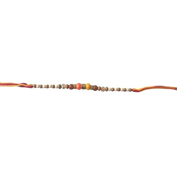 ACCESSHER Traditional Delicate Beads Rakhi for Beloved Brother, Kids and Gifting with Roli Kumkum Packets & Happy Rakshabandhan Card (Pack of 1)