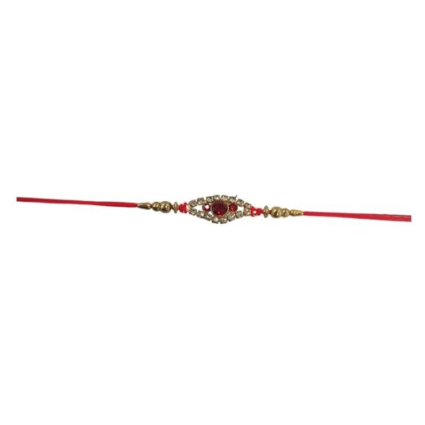 ACCESSHER Mens Semi Precious Stones Studded Delicate Rakhi for Beloved Brother Pack of 6 & Gifting with Roli Kumkum Packets & Happy Rakshabandhan Card - Image 5