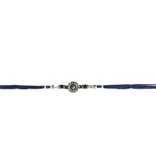 ACCESSHER Mens Traditional Semi Precious Stones Studded Evill Eye Rakhi Beloved Brother & Gifting with Roli Kumkum Packets & Happy Rakshabandhan Card