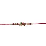ACCESSHER Mens Traditional Meenakari Delicate Elephant Design Rakhi for Beloved Brother & Gifting with Roli Kumkum Packets & Happy Rakshabandhan Card
