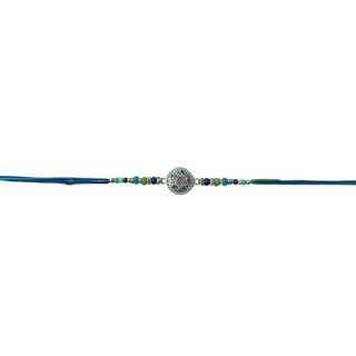 ACCESSHER Mens Traditional Meenakari/Enamel Work Delicate Rakhi for Beloved Brother & Gifting with Roli Kumkum Packets & Happy Rakshabandhan Card
