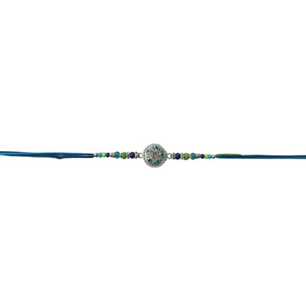 ACCESSHER Mens Traditional Meenakari/Enamel Work Delicate Rakhi for Beloved Brother & Gifting with Roli Kumkum Packets & Happy Rakshabandhan Card