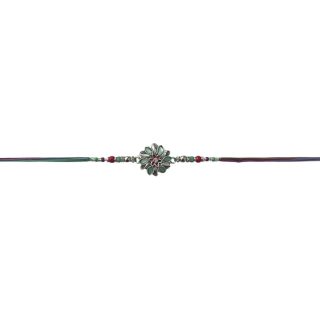 ACCESSHER Mens Traditional Mint Green Meenakari/Enamel Work Delicate Rakhi for Beloved Brother/Gifting with Roli Kumkum Packets & Happy Rakshabandhan Card