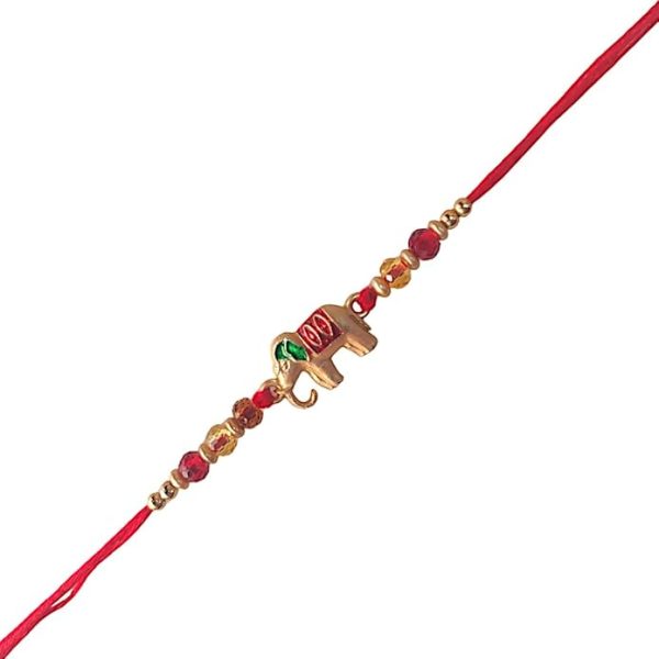 ACCESSHER Mens Traditional Meenakari Delicate Elephant Design Rakhi for Beloved Brother & Gifting with Roli Kumkum Packets & Happy Rakshabandhan Card - Image 5