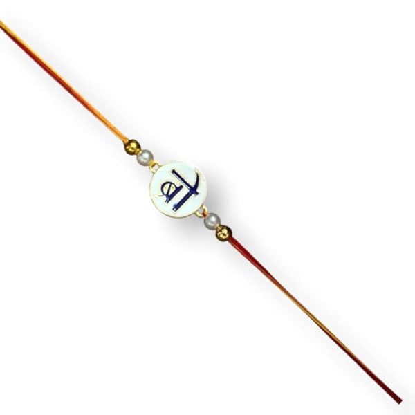 ACCESSHER Mens Traditional Elegant and Stylish BRO Design Enamel Rakhi for Beloved Brother Pack of 1 with Roli Kumkum Packets, and Happy Rakshabandhan Card - Image 4