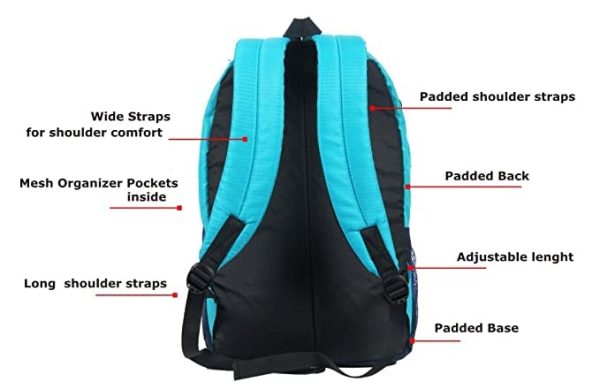 BAGSSY 32 L Bag for School and College | Casual Multipurpose Backpack for Students | Water Resistant | Unisex Design | Stylish & Durable | 1 Year Warranty Sky & Navy Blue. - Image 6
