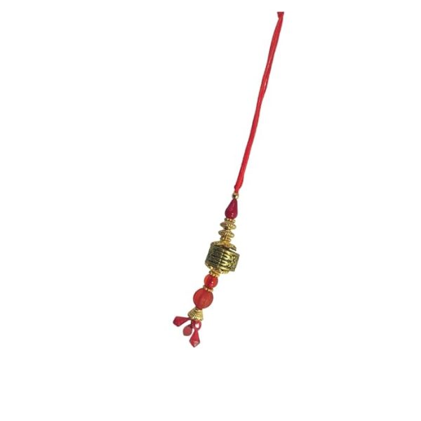ACCESSHER Mens Traditional Gold Inrticate Lumba Rakhi for Beloved Bhabhi Pack of 1 & Gifting with Roli Kumkum Packets & Happy Rakshabandhan Card - Image 5