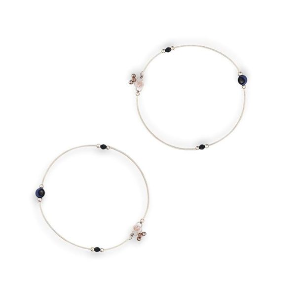 ACCESSHER Silver Plated Anklet Set with Ghungroos | Oxidised Leaf- Design Payal/Legchain/Foot Jewellery | Modern & Traditional Accessories Gift for Women & Girls (Design 2)