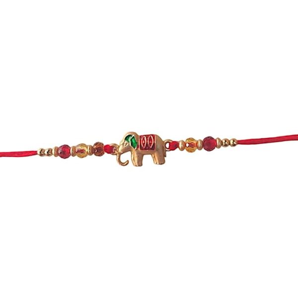 ACCESSHER Mens Traditional Meenakari Delicate Elephant Design Rakhi for Beloved Brother & Gifting with Roli Kumkum Packets & Happy Rakshabandhan Card - Image 2
