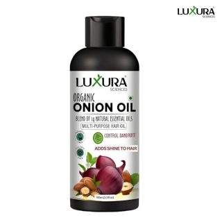 Luxura Sciences Onion Hair Oil 100ML with 14 Essential Oils | Argan, Bhringraj, Hibiscus, Amla, Sesame & More | Nourishes, Strengthens & Enhances Hair Health & Shine