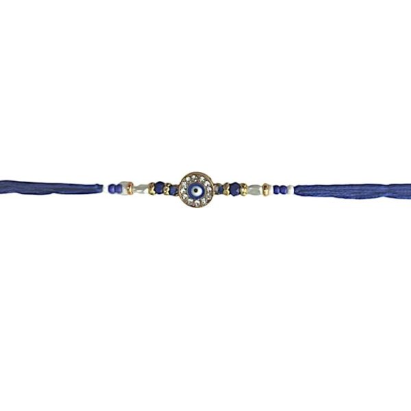 ACCESSHER Mens Traditional Semi Precious Stones Studded Evill Eye Rakhi Beloved Brother & Gifting with Roli Kumkum Packets & Happy Rakshabandhan Card - Image 3