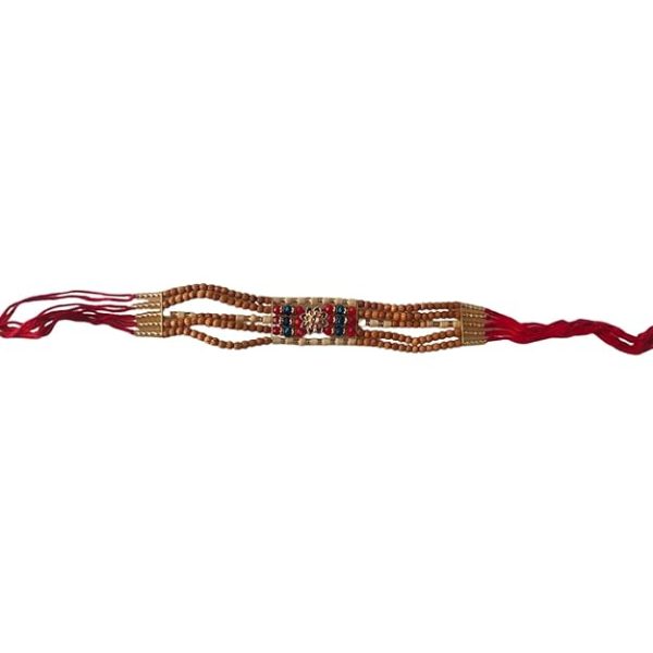 ACCESSHER Traditional Statement Meenakari Floral Beads Rakhi for Beloved Brother & Gifting with Roli Kumkum Packets & Happy Rakshabandhan Card - Image 3