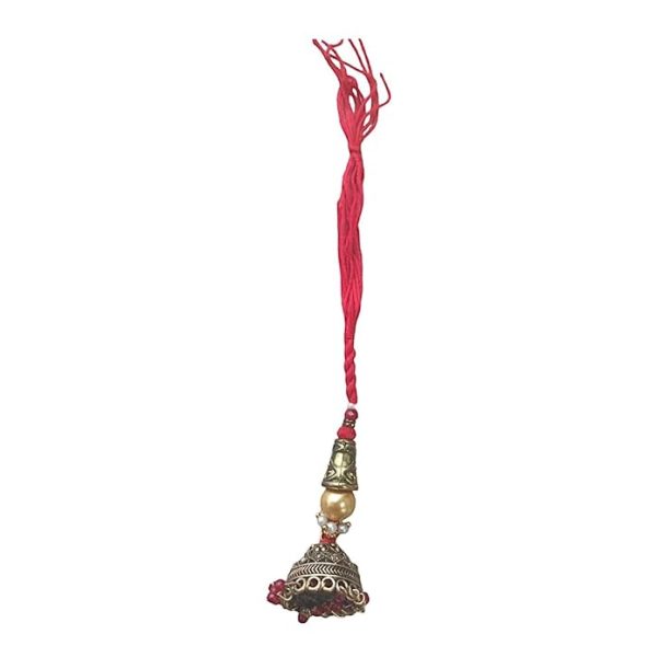 ACCESSHER Unisex Traditional Lumba Rakhi with Intrictate Jhumka for Beloved Bhabhi & Gifting with Roli Kumkum Packets & Happy Rakshabandhan Card (Pack of 1)