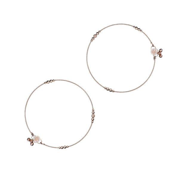 ACCESSHER Silver Plated Anklet Set with Ghungroos | Oxidised Leaf- Design Payal/Legchain/Foot Jewellery | Modern & Traditional Accessories Gift for Women & Girls (Design 3)