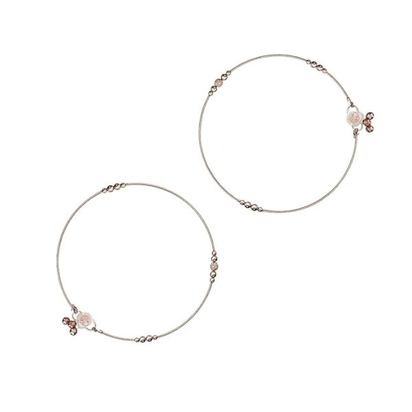 ACCESSHER Silver Plated Anklet Set with Ghungroos | Oxidised Leaf- Design Payal/Legchain/Foot Jewellery | Modern & Traditional Accessories Gift for Women & Girls (Design 3)