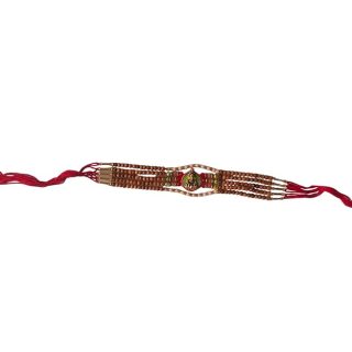 ACCESSHER Traditional Statement Lord Ganesha Rakhi for Beloved Brother & Gifting with Roli Kumkum Packets & Happy Rakshabandhan Card
