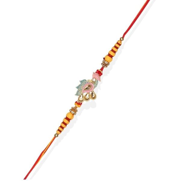 ACCESSHER Mens Delicate Multicolour Peacock Design Enamel Rakhi for Brother & Gifting