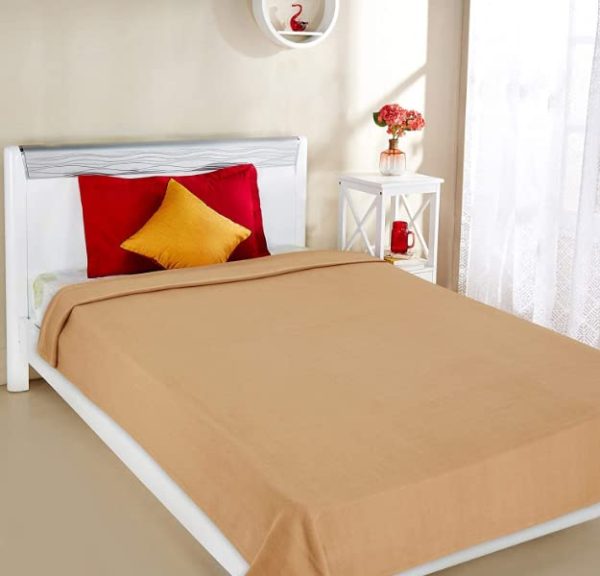 SWARG HOMES Polar Fleece Blanket Double Bed weight 600 Grams Blanket| All Season Ultra Soft & Light-Weight Travel Blanket |,Home AC Blanket 90x90 inch, Beige - Image 2